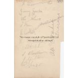 NEWCASTLE UTD Page removed from autograph album 1943/44, eleven signatures including Albert