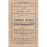 WARTIME AT PLYMOUTH 1944 Very scarce single sheet programme, Combined Services v H.M.Dockyard XI,