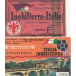 ITALY/ENGLAND Two tickets from Italy v England Internationals 8th May 1952 in Florence (Firenze) and