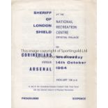 ARSENAL Programme for the Sheriff of London Shield match v. Corinthians played at the National