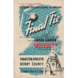 FA CUP FINAL 1946 Programme FA Cup Final Derby County v Charlton Athletic at Wembley 27th April