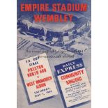 FA CUP FINAL 1954 Daily Express Songsheet for the 1954 FA Cup Final Preston North End v West