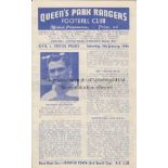 QPR / PALACE 4 Page Programme Queen's Park Rangers v Crystal Palace FA Cup 3rd Round 5th January