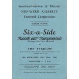 SOUTHEND 1940 Programme for Six a Side knock-out tournament played at The Stadium (Southend United),