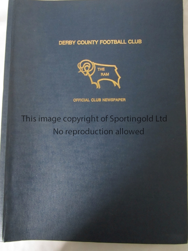 DERBY COUNTY First season of official club newspaper programmes in an official binder for 1971/2. 24