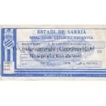 1988 UEFA CUP FINAL Espanol v Bayer Leverkusen. Ticket for the first leg played 4 May 1988 at the