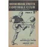 ROTHERHAM / LINCOLN Programme Rotherham United v Lincoln City 30th April 1951.Score, scorers and