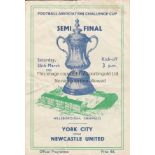 1955 FA CUP SEMI-FINAL AT SHEFF. WEDS. Programme for York City v Newcastle United 26/3/1955 played