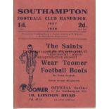 SOUTHAMPTON 1937-38 Southampton FC Handbook, 1937-38, eighty eight pages including pictures of