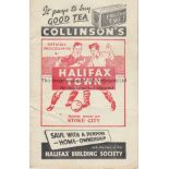 HALIFAX - STOKE 53 Halifax home programme for Cup tie v Stoke, 31/1/53, Halifax had already beaten