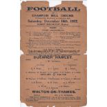 DULWICH - WALTON -ON-THAMES 1912 Single sheet Dulwich Hamlet home programme v Walton-on-Thames, 14/