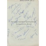 SHEFFIELD WEDNESDAY AUTOGRAPHS A sheet signed by 21 players in the 1952/3 season including Sewell,