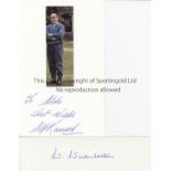 ALF RAMSEY / WALTER WINTERBOTTOM / AUTOGRAPHS Small white card with a dedication signed by Ramsey