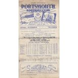 PORTSMOUTH / TOTTENHAM Gatefold programme Portsmouth v Tottenham 24th March 1951. Tottenham