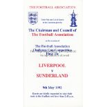 FA CUP FINAL 1992 Official Wembley Menu and table plan for the luncheon at the 1992 FA Cup Final