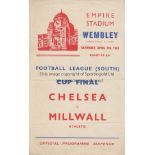 WAR CUP FINAL 1945 4 Page Programme War Cup Final South Chelsea v Millwall at Wembley 7th April
