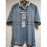 GARETH SOUTHGATE ENGLAND SHIRT A grey short sleeve Umbro replica Euro 96 style shirt with 6 on the