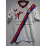 CRYSTAL PALACE Bukta replica short sleeve white shirt with a blue and red diagonal stripe, Fly