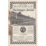 FULHAM - MAN UTD 1932-33 Fulham home programme v Manchester United, 1/4/1933, rust markings along