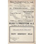 BURY - PRESTON 45-6 Bury home programme v Preston, 2/2/46. Generally good