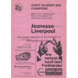 1973 EUROPEAN CUP Jeunesse Esch v Liverpool official 4-page programme for the first round match