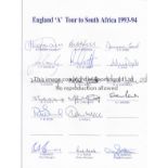 ENGLAND CRICKET AUTOGRAPHS 1993/4 TCCB letter headed sheet signed by 17 members of the squad and