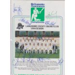 CRICKET AUTOGRAPHS Seven official hand signed sheets including : Lancashire 1994 signed by 10