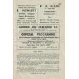 ARSENAL Programme for the away Eastern Counties League match v. Harwich and Parkeston 2/4/1949,