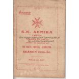 ADMIRA WIEN Admira Wien's (Vienna) Tour brochure to Malta in the 1935/36 season. Lacking staples