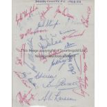 DERBY COUNTY AUTOGRAPHS A sheet signed by 25 players in the 1952/3 season including Wilkins,