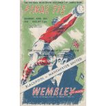 FA CUP FINAL 1948 Programme FA Cup Final Blackpool v Manchester United at Wembley 24th April 1948.