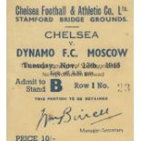 CHELSEA - MOSCOW DYNAMO 1945 Match ticket, Chelsea v Moscow Dynamo, 13/11/45, Stand B seat ticket.