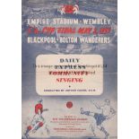 FA CUP FINAL Daily Express Songsheet for the 1953 FA Cup Final Blackpool v Bolton Wanderers at