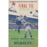 1951 CUP FINAL Official programme, Blackpool v Newcastle, 1951 at Wembley, Cup Final, no writing,