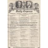 FA CUP FINAL Daily Express Songsheet for the 1931 FA Cup Final Birmingham City v West Bromwich