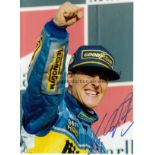 MICHAEL SCHUMACHER AUTOGRAPH A signed colour 12" X 8" celebrating winning the Pacific Grand Prix