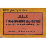 TOTTENHAM 60-61 Tottenham season ticket book 1960-61, Double Season, Block E New (East) Stand,