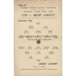 LEICESTER / DERBY Single sheet programme Leicester City v Derby County War Cup March 24th 1945.