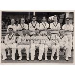 ENGLAND CRICKET A 6.5" x 5" b/w team group from the 1950's issued by A. Wilkes & Son including one