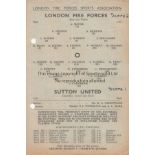 DULWICH HAMLET Single sheet programme London Fire Forces v Sutton United 1st April 1944. Punch