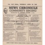 FA CUP FINAL News Chronicle Songsheet for the 1949 FA Cup Final Wolverhampton Wanderers v