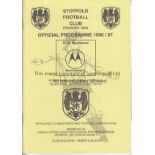 ARSENAL Programme for the away Reserve team friendly v Stotfold 3/12/1996 including Arsenal team