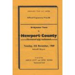 BRIDGWATER- NEWPORT Four page Bridgwater Town home programme v Newport County, 4/11/69, Scott,