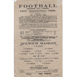 DULWICH HAMLET - NUNHEAD 1919 Single sheet Dulwich Hamlet home programme v Nunhead, 13/12/1919,