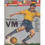 WORLD CUP 58 Large format booklet produced in Sweden after the 1958 World Cup reviewing the