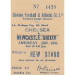 CHELSEA - NEWCASTLE 50 CUP Match ticket, Chelsea v Newcastle United, 28/1/50, FA Cup. New Stand