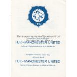 HJK HELSINKI - MAN UTD 65 Programme HJK Helsinki v Manchester United, 22/9/65, European Cup, no