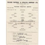 FULHAM Single sheet home programme for the Public Practice match Whites v Colours 11/8/1962, folded.