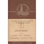 LONDON OLYMPICS 1948- SWIMMING VIP edition official programme for Swimming at Empire Pool at