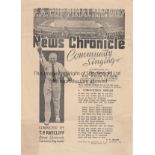 FA CUP FINAL News Chronicle Songsheet for the 1937 FA Cup Final Sunderland v Preston North End at